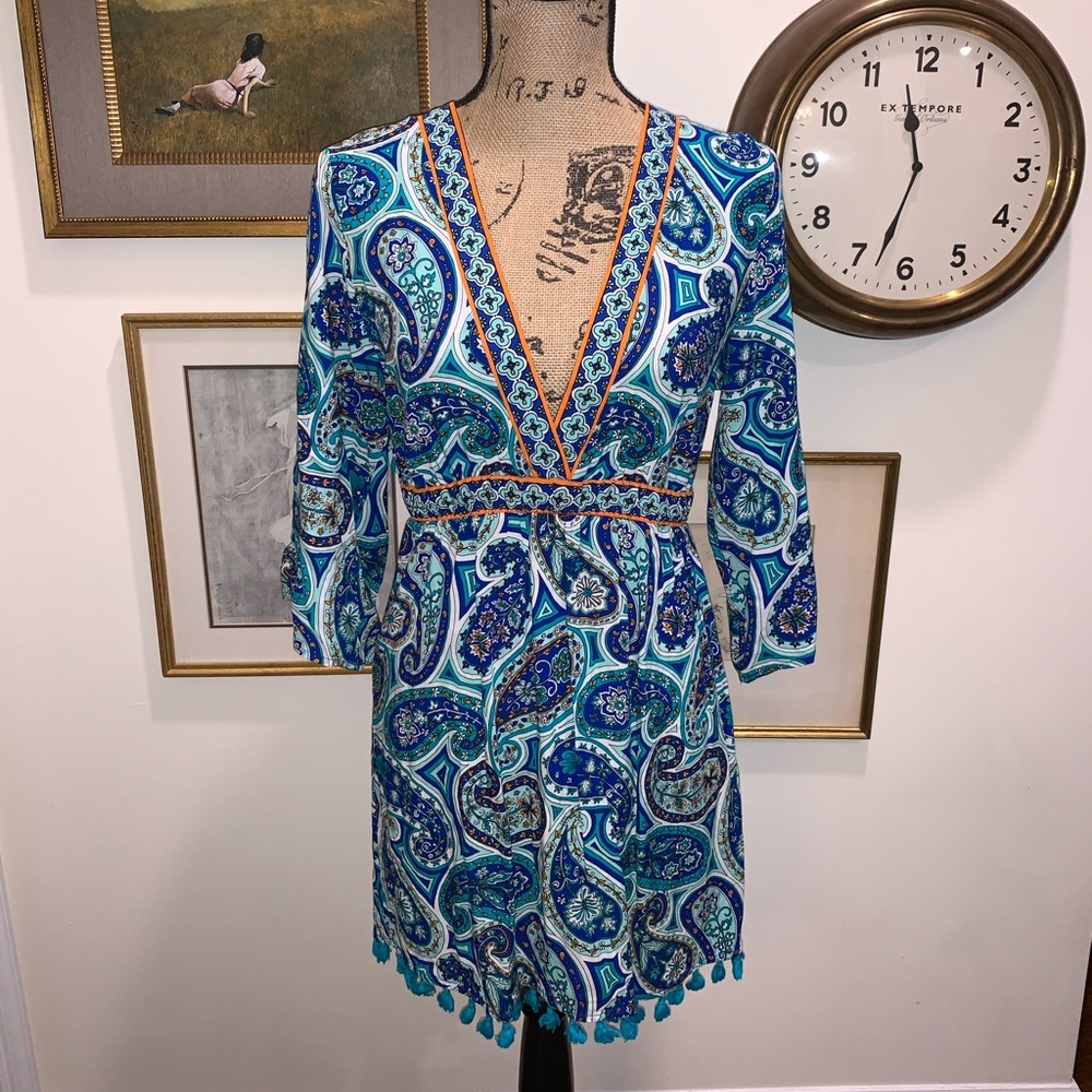Trina Turk Dress or Cover Up Size Sm Blue Paisley